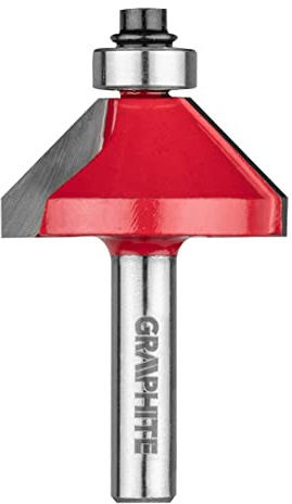 GRAPHITE Formfräser mit Lager, Hartmetalleinsatz, Fräserarbeitsdurchmesser | 26,6/35,5 mm, Arbeitslänge 9.52/15,9 mm, Schaftdurchmesser 6/8 mm, Für Holz, MDF, Spanplatten, Sperrholz (35.5 x 15,9 x 8 mm)