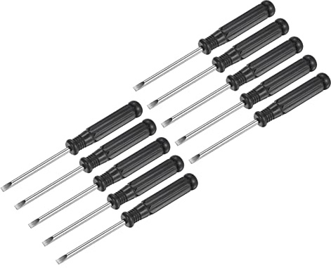 sourcing map Mini Fendue Tournevis, 3.0mm Plat Tête avec Noir Poignée pour Petit Appareils électroménagers, 10 Pcs