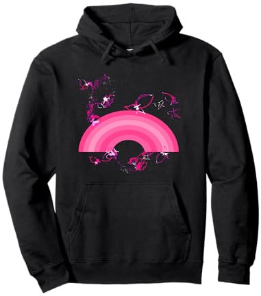Rosa Regenbogen umgeben von rosa Feuerwerk Pullover Hoodie
