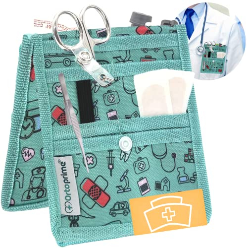 OrtoPrime Matériel Aide Soignante PLUS DE COMPARTIMENTS - Pochette Infirmière - Pochette Infirmière pour Blouse - Accessoire Aide Soignante - Kit Aide Soignante TAILLE IDÉALE