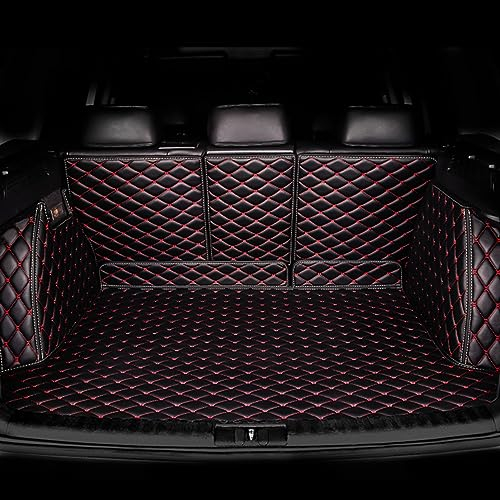 LVTFCO Kofferraum Schutzmatte für Ford Explorer VI 2019 2020 2021 2022 7seats, Kofferraummatte Antirutschmatte Auto Kofferraumschutz Kofferraumwanne Auto Zubehör,Black-Red