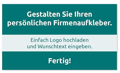 Firmen-Aufkleber mit Logo & Wunschtext selbst gestalten, 128 Stück, PVC-Folie, selbstklebend, wetterfest - Logo-Etiketten mit Firmeneindruck (Rechteckig Querformat 4 x 7 cm)