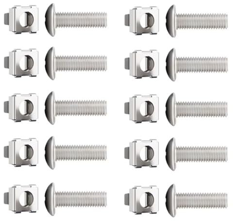 SYDARSYN M5 Käfigmuttern Schrauben Set für Netzwerkschränke, Edelstahl Käfigmutter und Kreuzschlitz Schraube Montagesatz M5x20mm (10 Stück)