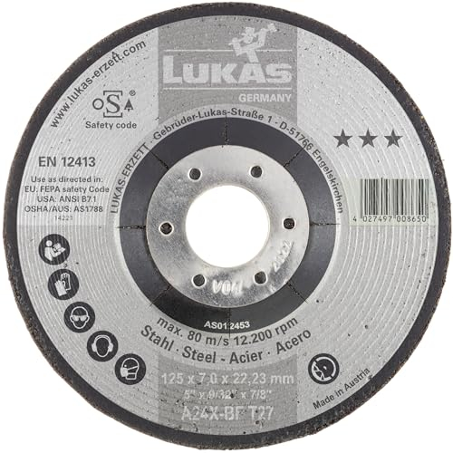 LUKAS-ERZETT 10 x Schruppscheibe T27 für Stahl 115x7 mm gekröpft | für Winkelschleifer | A24X-BF- 13,5x13,5x10cm