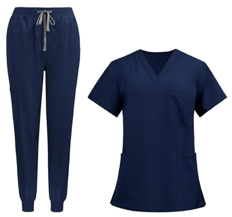 Harilla Krankenpflege-Uniformen, Peeling-Set, Krankenpflege-Arbeitsanzüge, Krankenschwester-Oberteil, Hosen, Männer und Frauen, Arbeitskleidung, bequeme, Marine, xL