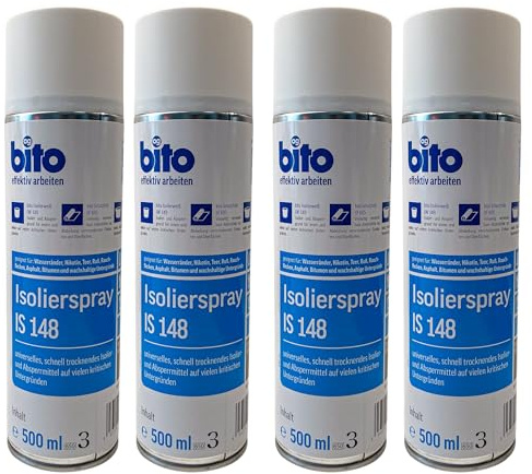 Preismaxx Isolierspray Fleckendeckerspray weiss 4 x 500ml | Überstreichen von hartnäckigen Wasserflecken, Nikotinablagerungen und Farbstiften, stoppt Durchscheinen der Flecken