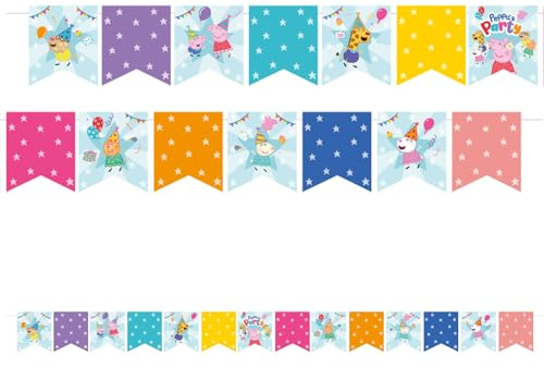 Amscan 9918345 – Peppa Pig Kindergeburtstagsparty-Wimpelbanner Dekoration – 2,47 m
