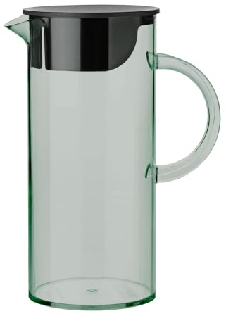 Stelton Wasserkanne EM77 - Kühlschrank-Kanne mit Deckel, Griff, Eiswürfelfilter - Moderne Karaffe - Kunststoffbehälter zum Servieren von Kaltgetränken, Fruchtsaft & Punsch - 1,5 Liter, Dusty Green