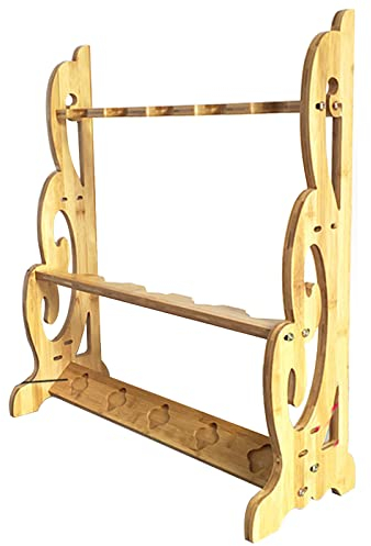 Vertikaler Display-Schwertständer, Katana-Halter – Bodenstehender Display-Waffenständer, Holz-Kampfsport-Schwertständer, Schwertaufhänger Zur Aufbewahrung Verschiedener Schwerter Und Langer Waffen (G