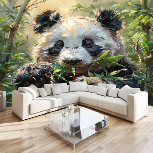 Fotomural animales panda bosque de bambú Fotomural Pared, 250x175 cm Papel Pintado 3D, Fotomurales Decoración de Comedores Moderna Lana Sala Cuarto Salón
