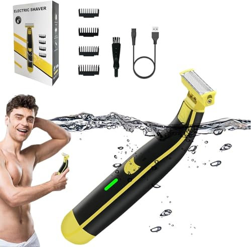 Rasoio bagnato e asciutto lavato per tutto il corpo, Rasoio elettrico da uomo Bagnato e asciutto Doppia rasatura, Rasoio facciale rotante da uomo impermeabile a secco, Rasoio elettrico ergonomico per