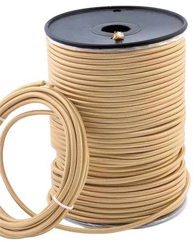 DC VOLTAGE Light Gold Vintage Lamp Wire 2 Core 18AWG Braided Cable 5M
