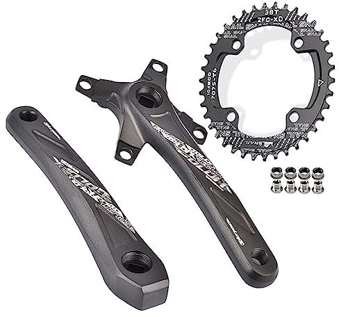 104-64BCD 32T 34T 36T 38T Mountainbike 165/170/172,5/175 mm Vierkant-Kurbelgarnitur Aluminiumlegierung MTB-Kurbelarm Ovales Kettenblatt für Mountainbike (Farbe: Schwarz 175 mm, Größe: 38T)