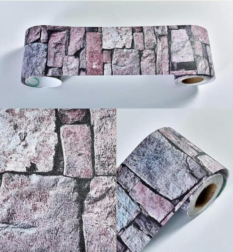 Tapetenbordüre im Vintage-Stil, Lila, selbstklebende Wandaufkleber, Bordüre, entfernbar, wasserdicht, Tapetenaufkleber, Dekoration für Wohnzimmer, Badezimmer, Küchenfliesen, 10 x 1000 cm, Standard