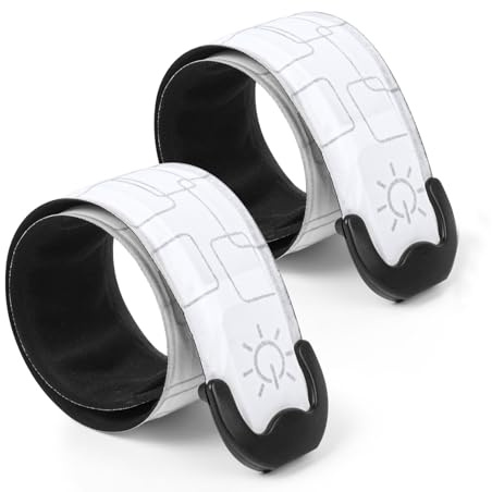Flintronic LED Armband Aufladbar - Reflektierendes Leuchtband Mit USB, Sicherheitslicht, Slap Safety Band - Unisex für Nachtlauf, Radfahren, Joggen - Weiß