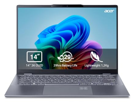 acer Swift 14 AI Copilot+ PC SF14-51, Ordenador Portátil 14 OLED (Intel Core Ultra 7 258V, 32GB RAM, 1 TB SSD, Intel ARC Graphics 140V GPU, Windows 11 Home) Azul, Teclado QWERTY Español