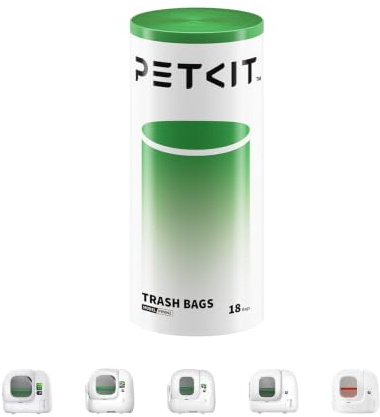 PETKIT Katzentoilettenbeutel mit Zugbändern, Beutel für Katzentoilette für Pura MAX 2 und PUROBOT Max Pro,Kratzfest für Haustier Katze Hunde Hundekot Katzenstreu 1 Rollen*18 (18 Stück)