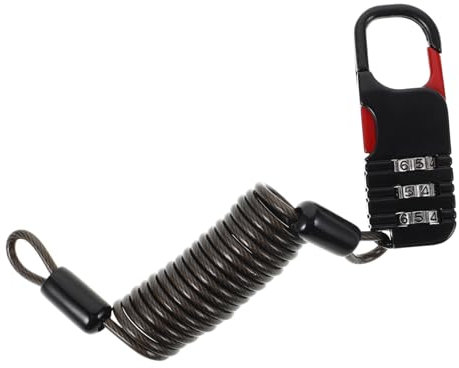 YARNOW Kabelschloss Für Helm Mit Zahlenkombination Aus Gehärtetem Stahl Tragbar Zurücksetzbar Für Motorräder Rucksäcke Schwarz