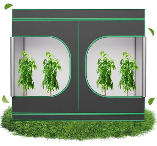 NAIZY Growzelt 240x120x200 cm Gewächshaus Grow Tent mit Reflektierende Mylar Growzelt aus 600D Oxford-Stoff + PE + Metallrohr Anbauzelt Indoor, für Homegrowing Pflanzenzucht Gewächshaus
