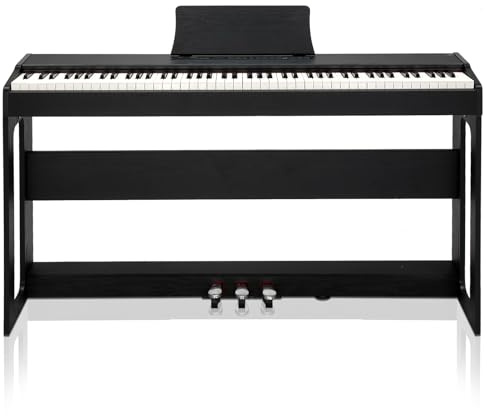 LALAHO E-Piano 88 Tasten Gewichteten, Klavier Digital Piano für Anfänger, Keyboard Piano mit 3 Pedal Einheit, MIDI-USB, Doppel-Bluetooth, Stereolautsprechern, 128 Töne und Rhythmen, Schwarz