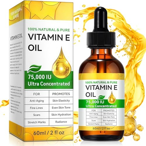 Vitamin E Oil for Skin, Face, Hair, and Body - Firming and Hydrating Face,Pure & Nourishing Body Oil for Deep Hydration, Anti-Aging, Firming, and Improving Fine Lines - 60ml