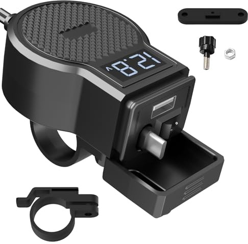 Motorcycle Usb Charger with Retractable Cables 36W USB and 36W Type-C Motorcycle Usb Socket Waterproof for Phone, Tablet, GPS, etc