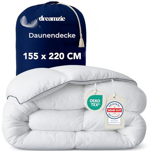 Dreamzie - Ultra Comfort Duvet 155x220 cm - Feather & Duck Dun Duntäcke - Dubbeltäcke - 450gsm - Oeko-Tex, RDS & Downpass Certified