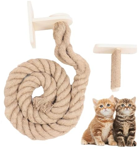 Katzen Kletterseil Für Deckenmontage - Kratzregale Für Katzenkinder | Ruhe- Und Sprungleiter Mit Kratzfläche, Wandmontierte Kratzmöbel Für Junge Katzen
