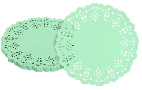 QUARKZMAN 100 Stück Papierdeckchen, 4,5 Zoll Spitzenpapierdeckchen, Einweg-Papier-Tischsets für Kuchen Teller Handwerk Party Hochzeiten Tischgeschirr Grün