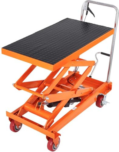 Carrello di Sollevamento Idraulico 350kg Carrello Elevatore Idraulico Tavolo Elevatore Idraulico A Doppia Forbice con 4 Ruote Transpallet Idraulico per Sollevamento Materiali