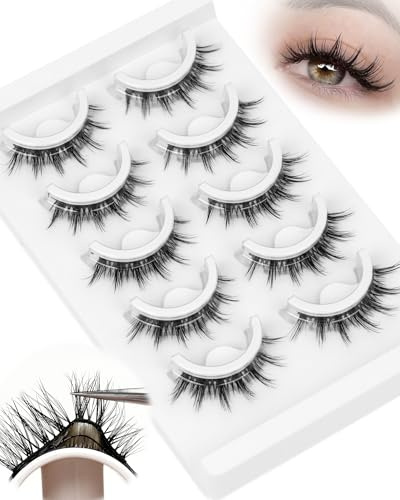Obeyalash Manga Pre Glued Lashes Natural Look No Glue Eyelashes Wispy-6D30 | Self Adhesive False Eyelashes Anime Glueless Reusable Press On Lashes No Glue Needed Easy Use for Beginners