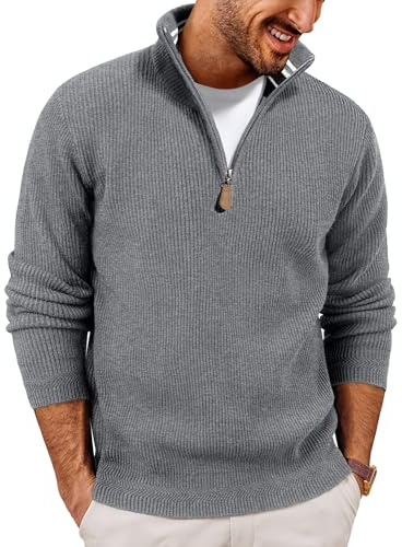 PJ PAUL JONES Troyer Herren mit Zip Pullover Troyer Pullover mit Reißverschluss Rollkragenpullover Herren XXL Dunkelgrau