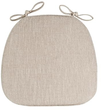 Matstolskudde med slipsar och halkfri botten, stolskuddar för köksstol, avtagbart skydd med dragkedja, sittdyna för kontorsstol, 43 x 41 x 3 cm, 2 stycken, beige