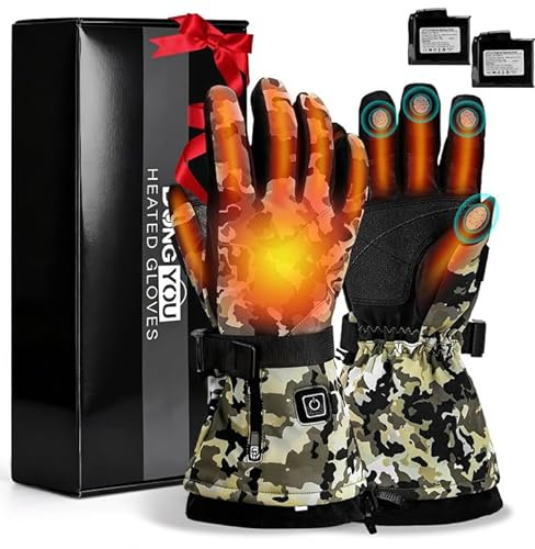 COVVY beheizte Handschuhe für Männer Frauen, 7.4V 3000mAH wiederaufladbare Batterie Touchscreen Ski Heizung Handschuhe, 3 verstellbare Heizungsstufen, für Winter Skifahren Camping Radfahren