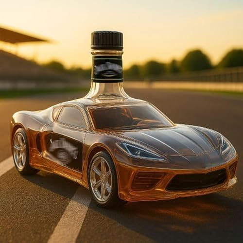 YDZYFFS 300ML Whiskey Decanter Wine Bottles Art Statue Figurine - Sports Car Shaped Whiskey Wine Bottle Sculpture, Novelty Glass Whiskey Decanter, Car Theme Empty Wine Bottles(A)