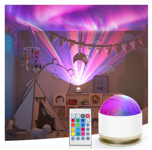 HUMIIEYE Northern Lights Projector, 13 Colors Aurora Night Light Projector for Bedroom, 3 Timers, Remote Galaxy Light Projector, Memory Function Dimmable Mood Lighting for Playroom Kids Teen Girl Gift