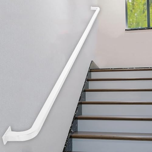 Treppengeländer aus verzinktem Eisen, 6 m, für Innen- und Außenbereich, Wandhalterung, Geländer für Treppenhäuser, weiße Oberfläche, einfache Installation, perfekt für Sicherheit und Stabilität