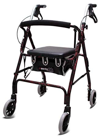 GUHPZA Rollator Pieghevole Rollator Leggero Pieghevole A 4 Ruote con Altezza Regolabile E Schienale con Borsa Portaoggetti Ausilio per La Deambulazione Ausili per La Deambulazione con SED