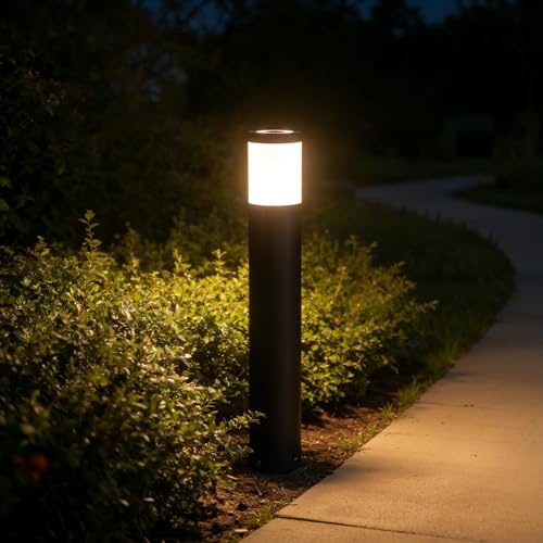JNR Edelstahl Wegeleuchten Außen mit Erdspieß IP65 Wasserdicht, 230V Höhe 500 mm inkl GU10 5W 3000k warmweiß LED, Gartenbeleuchtung, Gartenlampen, Gartenleuchten, Wegleuchte, Sockelleuchte