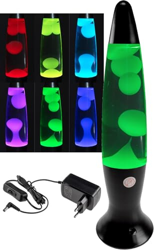 ChiliTec LED Lavalampe 40cm CTL-FUNKY Schwarz | 230V, 1,5m Kabel mit Schalter, RGB Licht, Dekoleuchte