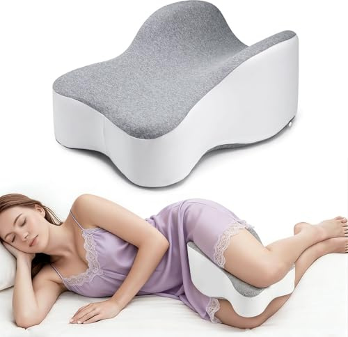Bcuuozeeing Kniekissen für Seitenschläfer, Orthopädisches Kniekissen, Memory Foam, Ergonomisches Beinkissen unterstützt Oberschenkel & Knie mit abnehmbarem, Waschbarem Bezug, Weiß