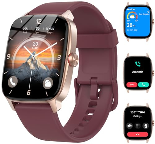 Reloj Inteligente Mujer Hombre con Llamadas Bluetooth y Voz AI, 1.85'' Smartwatch con Whatsapp Notificación, Pulsómetro/SpO2/Sueño/Podómetro, 110+ Modos Deportivos, Impermeable IP68 para iOS/Android