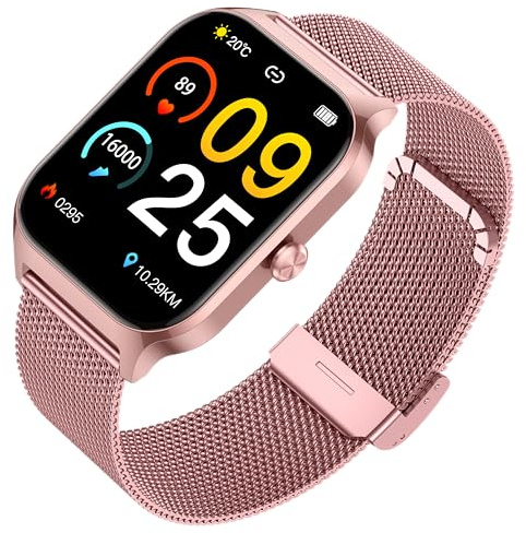 Smartwatch Damen mit Telefonfunktion, 1.85'' Zoll HD Fitnessuhr, Smart Watch 200+Sportmodi Fitness Tracker mit Herzfrequenz/Spo2/Schrittzähler/Schlafmonitor, IP68 Wasserdicht Sportuhr für iOS Android