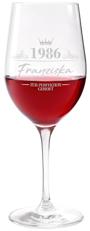 Herz & Heim® Weinglas personalisiert mit Gravur – 430 ml Leonardo Glas mit Name & Jahr – Rotweinglas mit Namensgravur als Geschenk zum Geburtstag & Geburtstagsgeschenk