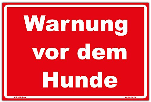 Schild Warnung vor dem Hunde Hinweisschild 210x140 mm rot, stabile Aluminiumverbundplatte 3mm stark - inkl. 4 Eckbohrungen
