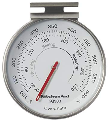 KitchenAid KQ903 3-in Analog Dial Oven/Appliance Thermometer, TEMPERATURE RANGE: 100F to 600F, Stainless Steel