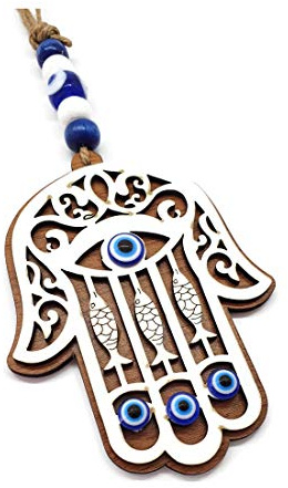 Mystic Jewels - Colgante Mano de Fatima con ojo turco para pared y evitar mal ojos en tu casa