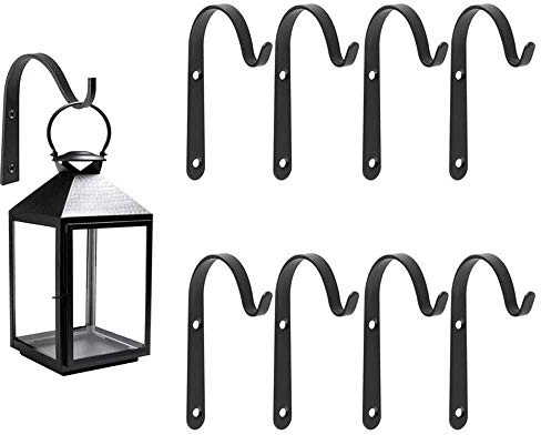 Lifreer 8Pcs Small Hanging Basket Bracket Hooks | Iron Wall Hanging Hooks Plant Hook for Hang Plants, Bird Feeders, Light, Lanterns, Plants Pots (2.8 * 1.6inches)