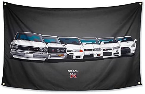 WHGJ Auto-Flagge, 90 x 152 cm, für GTR JDM-Fans, riesige Garage, strapazierfähig, 200D-Polyester, Wandteppich, Posterdekoration