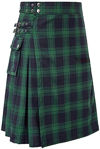 Chahuer Falda Escocesa Tradicional Escocesa a Cuadros para Hombre, tartán irlandés, Combate, Punk, gótico, Highland